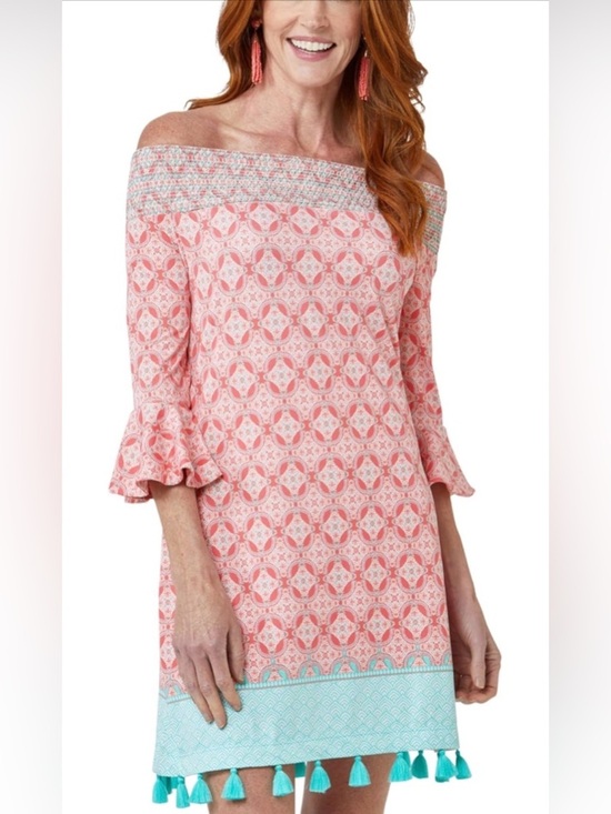 Cabana Life Dresses & Skirts - Cabana Life Coral Tides Off-The-Shoulder Women’s Sundress